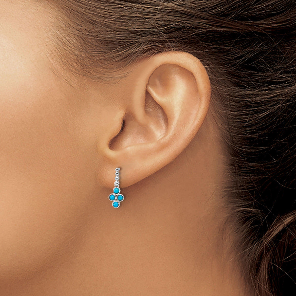 14k White Gold Turquoise Earrings-EM7414-BTQ-W