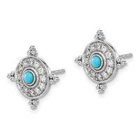 14k White Gold Turquoise and White Topaz Earrings-EM7422-BTQ-W