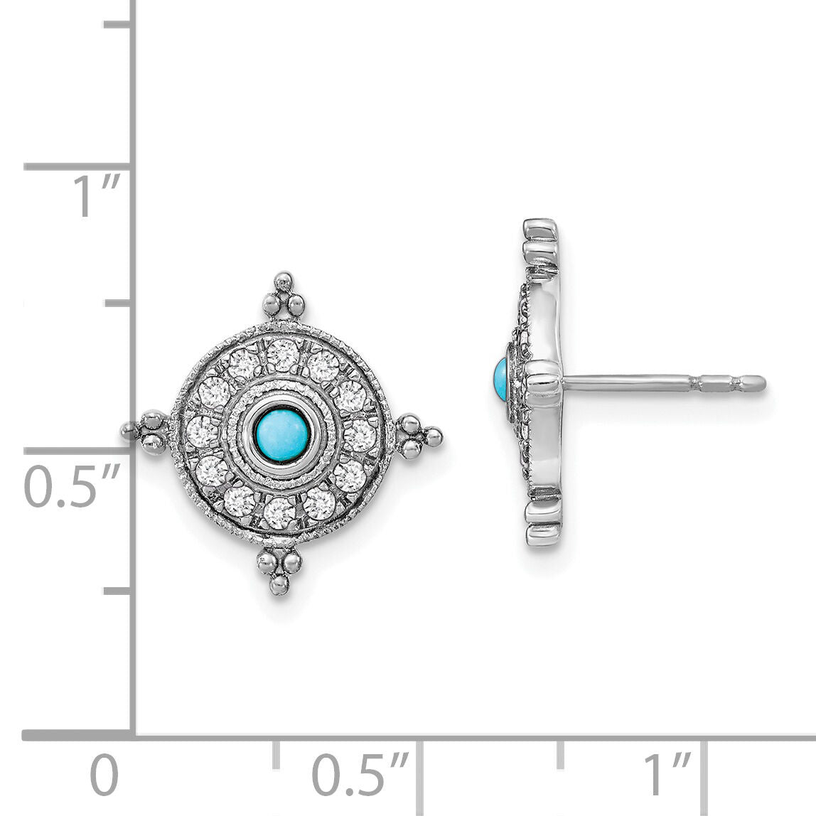 14k White Gold Turquoise and White Topaz Earrings-EM7422-BTQ-W