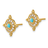 14k Turquoise and White Topaz Earrings-EM7422-BTQ-Y