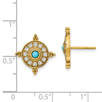 14k Turquoise and White Topaz Earrings-EM7422-BTQ-Y