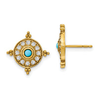 14k Turquoise and White Topaz Earrings-EM7422-BTQ-Y