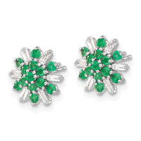 14k White Gold Emerald and Diamond Earrings-EM7454-EM-18-WA