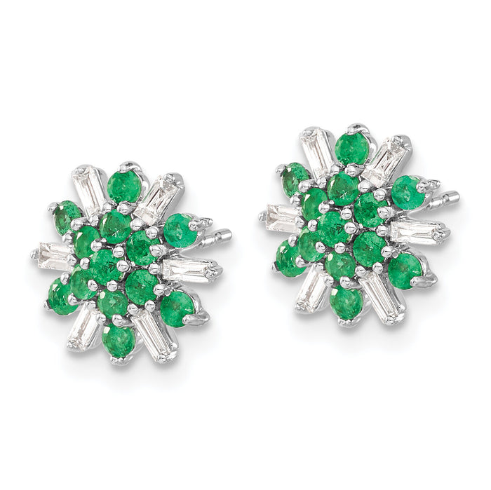 14k White Gold Emerald and Diamond Earrings-EM7454-EM-18-WA