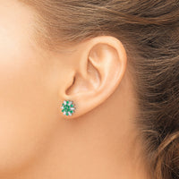 14k White Gold Emerald and Diamond Earrings-EM7454-EM-18-WA