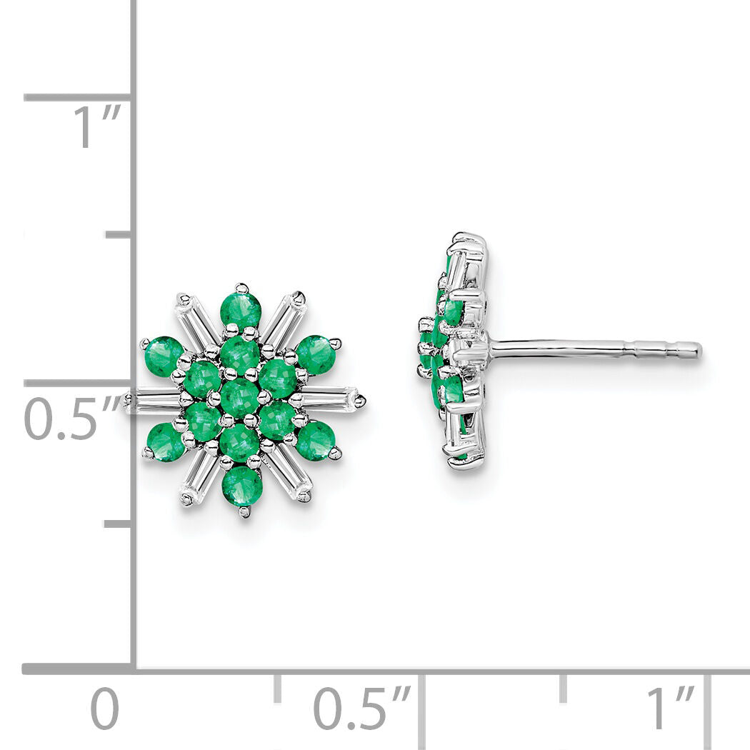 14k White Gold Emerald and Diamond Earrings-EM7454-EM-18-WA
