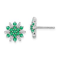 14k White Gold Emerald and Diamond Earrings-EM7454-EM-18-WA