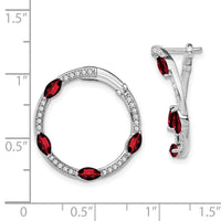 14k White Gold Garnet and Diamond Hoop Earrings-EM7456-GA-026-WA