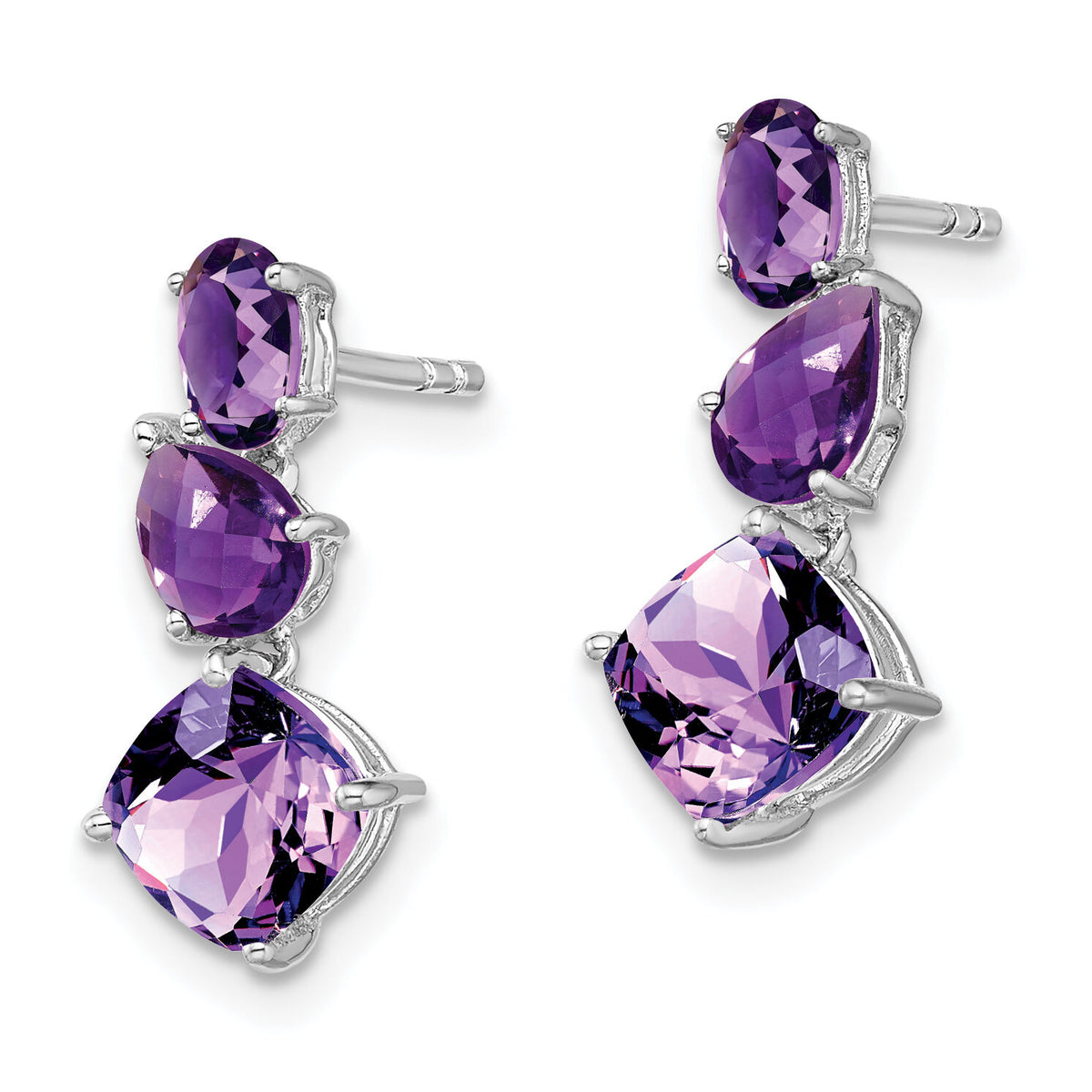 14k White Gold Amethyst Dangle Earrings-EM7457-AM-W