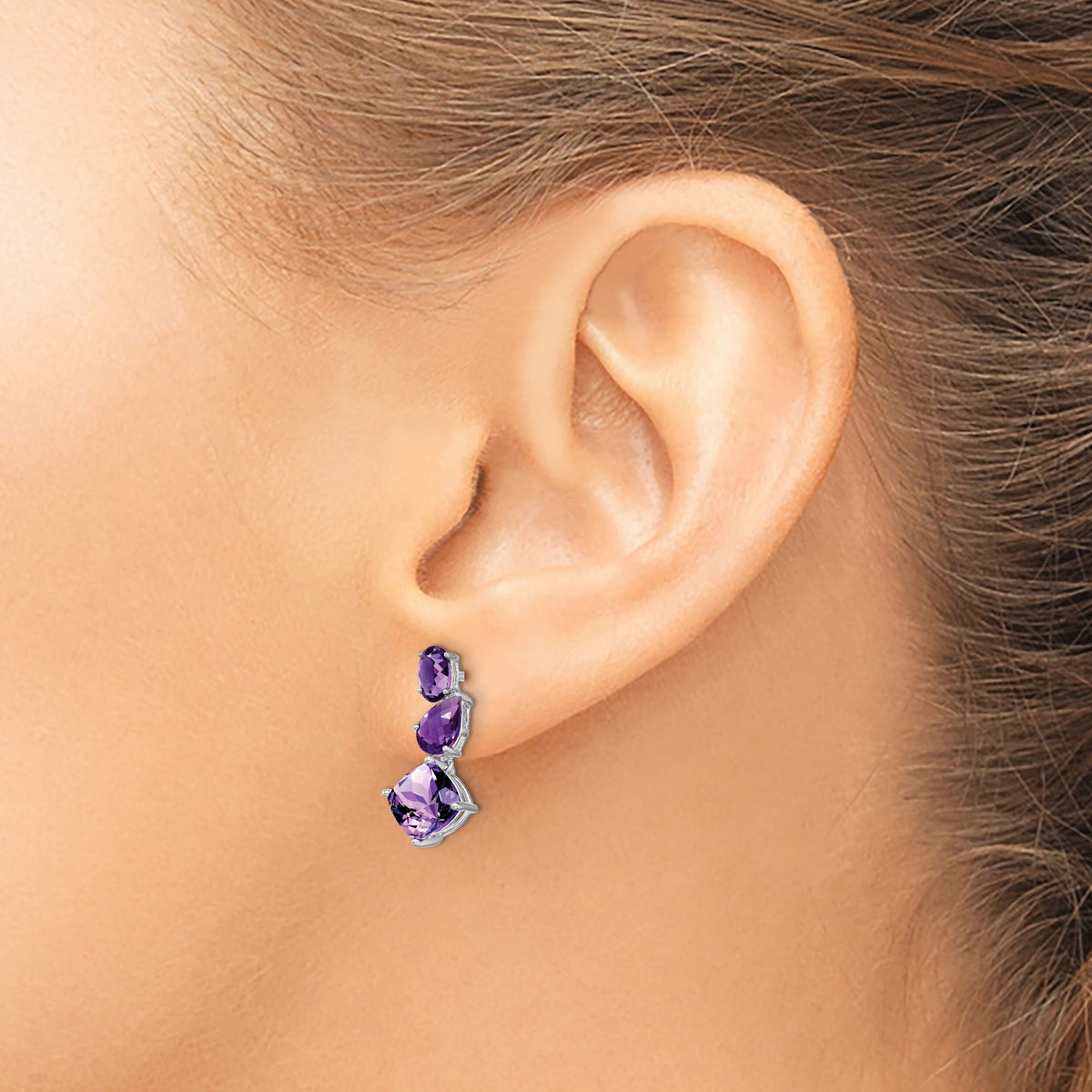 14k White Gold Amethyst Dangle Earrings-EM7457-AM-W