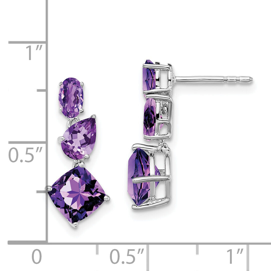 14k White Gold Amethyst Dangle Earrings-EM7457-AM-W