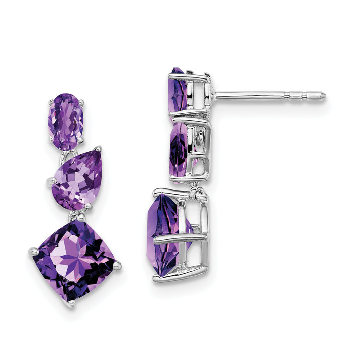 14k White Gold Amethyst Dangle Earrings-EM7457-AM-W