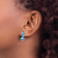 14k White Gold Blue Topaz Dangle Earrings-EM7457-BT-W