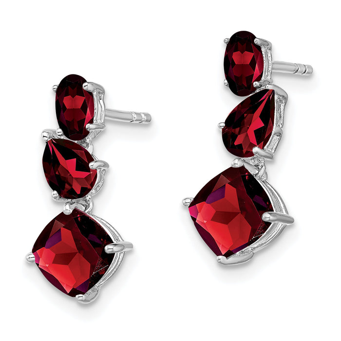 14k White Gold Garnet Dangle Earrings-EM7457-GA-W