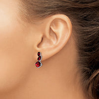 14k White Gold Garnet Dangle Earrings-EM7457-GA-W