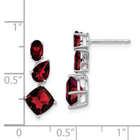 14k White Gold Garnet Dangle Earrings-EM7457-GA-W