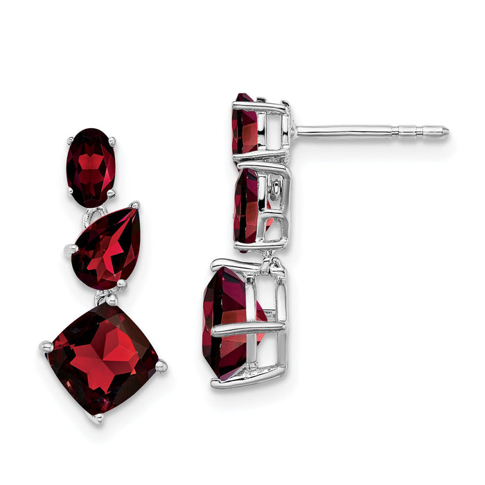 14k White Gold Garnet Dangle Earrings-EM7457-GA-W