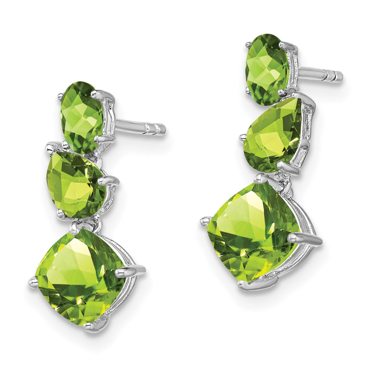 14k White Gold Peridot Dangle Earrings-EM7457-PE-W