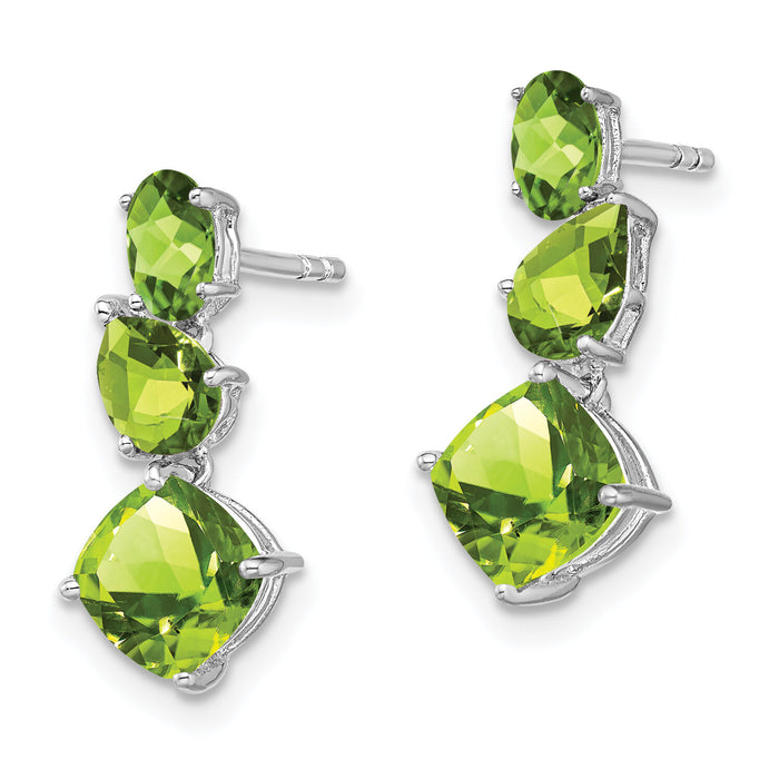 14k White Gold Peridot Dangle Earrings-EM7457-PE-W