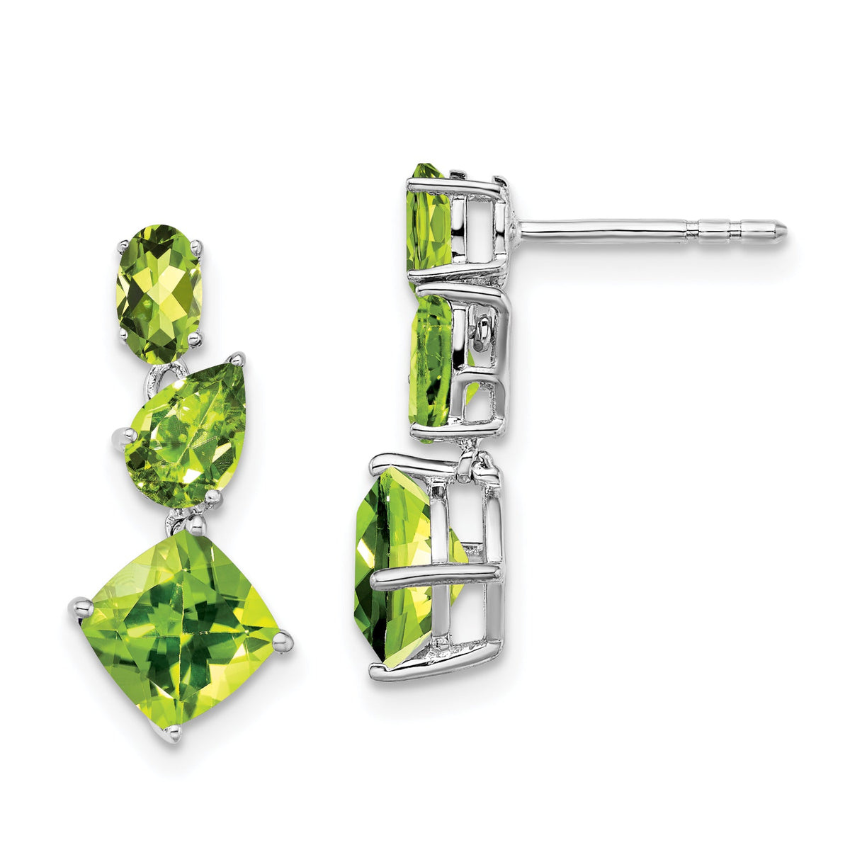 14k White Gold Peridot Dangle Earrings-EM7457-PE-W