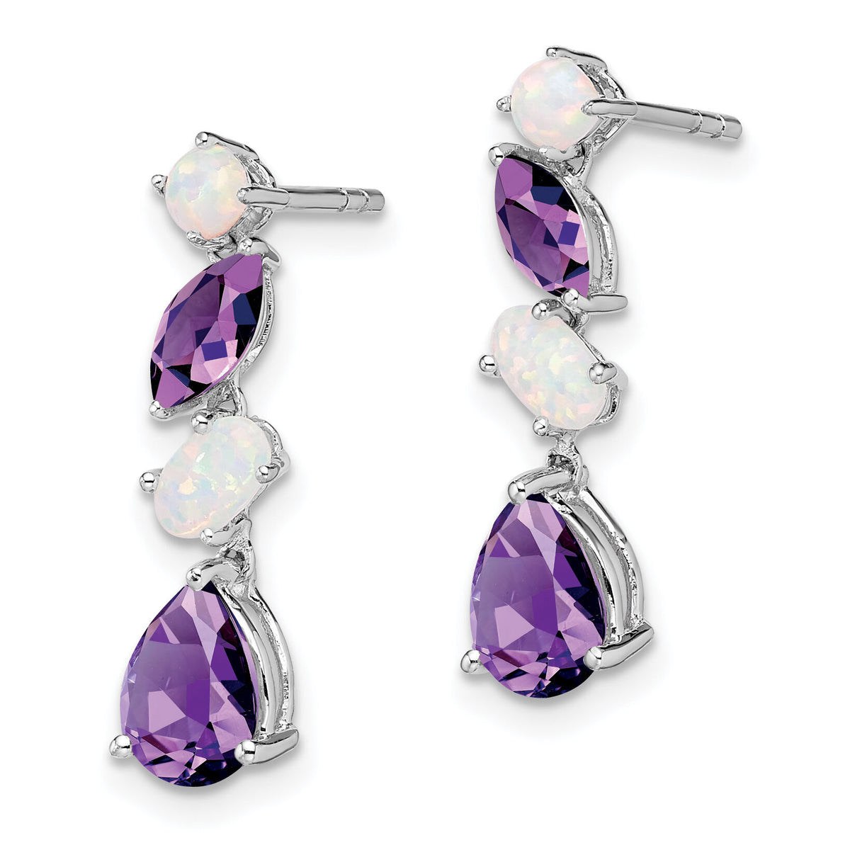 14k White Gold Amethyst and Opal Dangle Earrings-EM7458-AM/OP-W