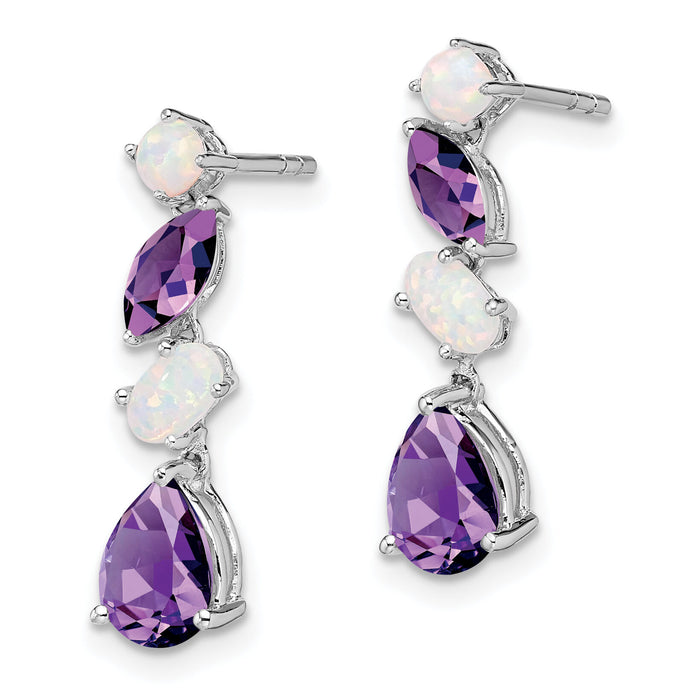 14k White Gold Amethyst and Opal Dangle Earrings-EM7458-AM/OP-W