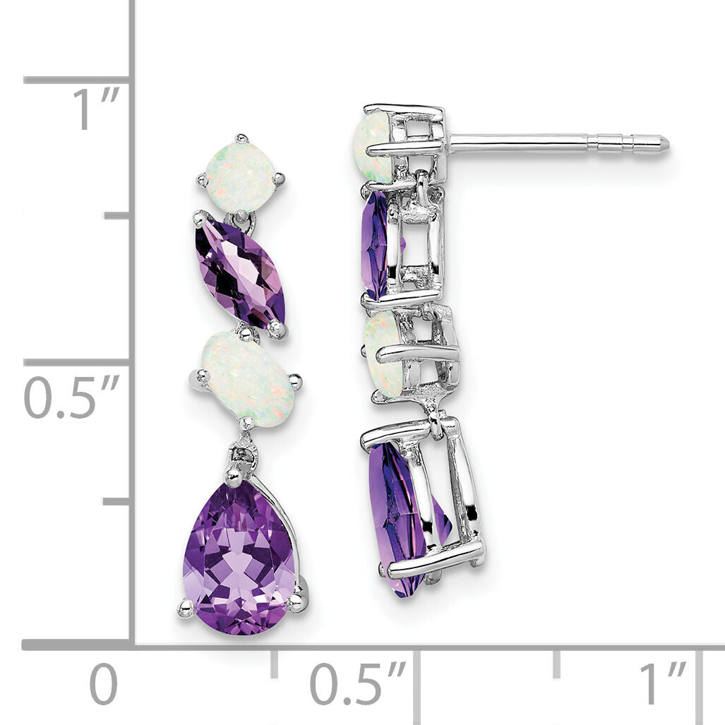 14k White Gold Amethyst and Opal Dangle Earrings-EM7458-AM/OP-W
