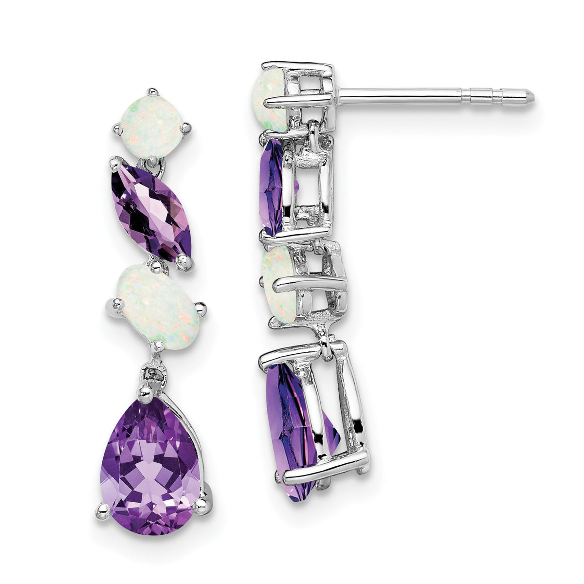 14k White Gold Amethyst and Opal Dangle Earrings-EM7458-AM/OP-W