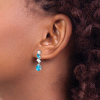 14k White Gold Blue Topaz and Opal Dangle Earrings-EM7458-BT/OP-W