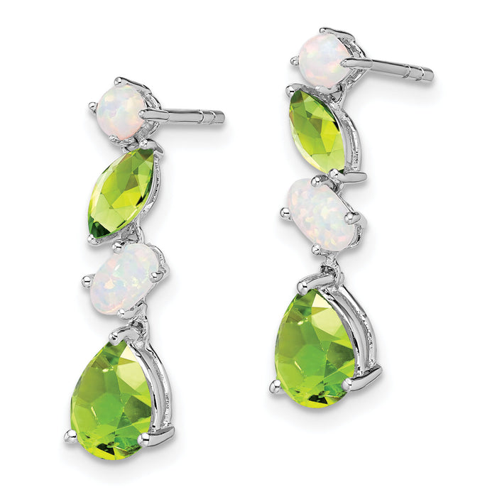 14k White Gold Peridot and Opal Dangle Earrings-EM7458-PE/OP-W