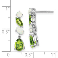 14k White Gold Peridot and Opal Dangle Earrings-EM7458-PE/OP-W