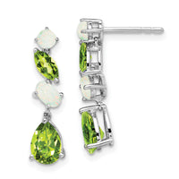 14k White Gold Peridot and Opal Dangle Earrings-EM7458-PE/OP-W