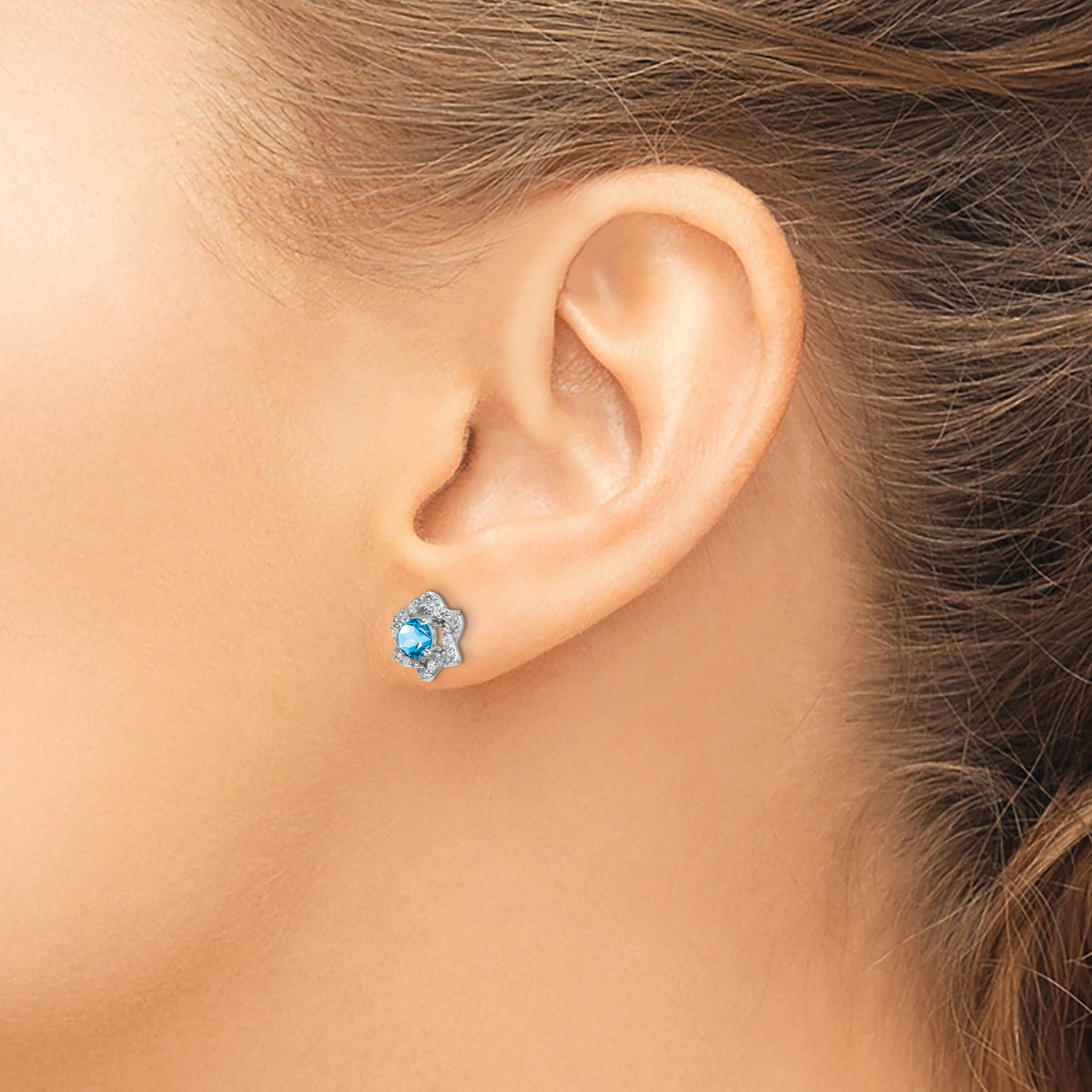 14k White Gold Blue Topaz and Diamond Post Earrings-EM7459-BT-006-WA