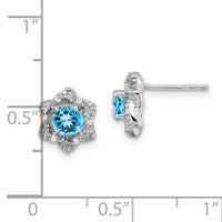 14k White Gold Blue Topaz and Diamond Post Earrings-EM7459-BT-006-WA