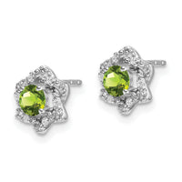14k White Gold Peridot and Diamond Post Earrings-EM7459-PE-006-WA