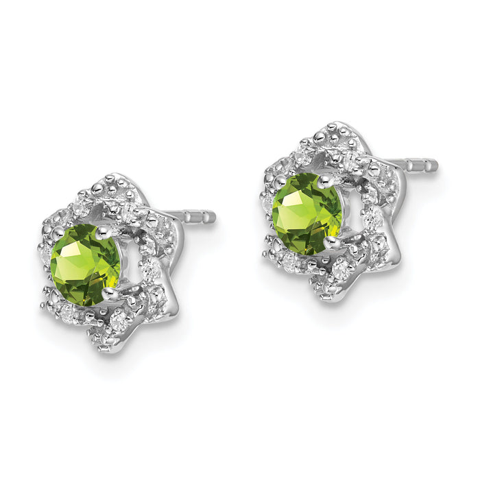 14k White Gold Peridot and Diamond Post Earrings-EM7459-PE-006-WA