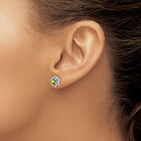 14k White Gold Peridot and Diamond Post Earrings-EM7459-PE-006-WA