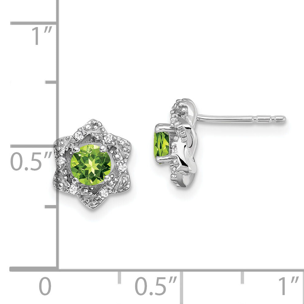14k White Gold Peridot and Diamond Post Earrings-EM7459-PE-006-WA