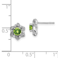 14k White Gold Peridot and Diamond Post Earrings-EM7459-PE-006-WA