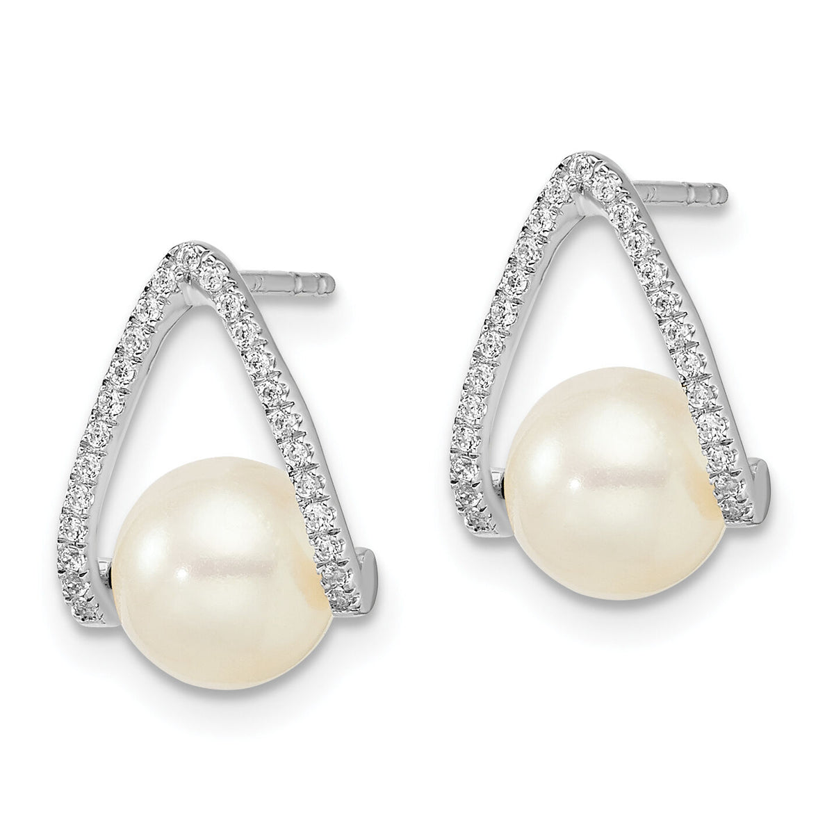 14k White Gold Polished FWC Pear Post Earrings-EM8099-PL-015-W