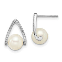 14k White Gold Polished FWC Pear Post Earrings-EM8099-PL-015-W