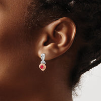 14K Two-tone White & Rose Ruby and Diamond Flower Post Earrings-EM8266-RU-003-WRA