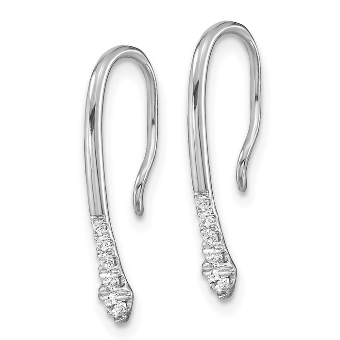 14k White Gold Polished Diamond Drop Wire Earrings-EM8382-012-WA