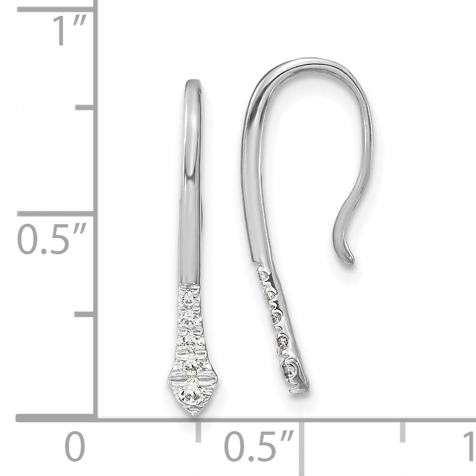 14k White Gold Polished Diamond Drop Wire Earrings-EM8382-012-WA