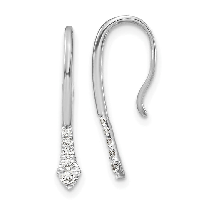 14k White Gold Polished Diamond Drop Wire Earrings-EM8382-012-WA