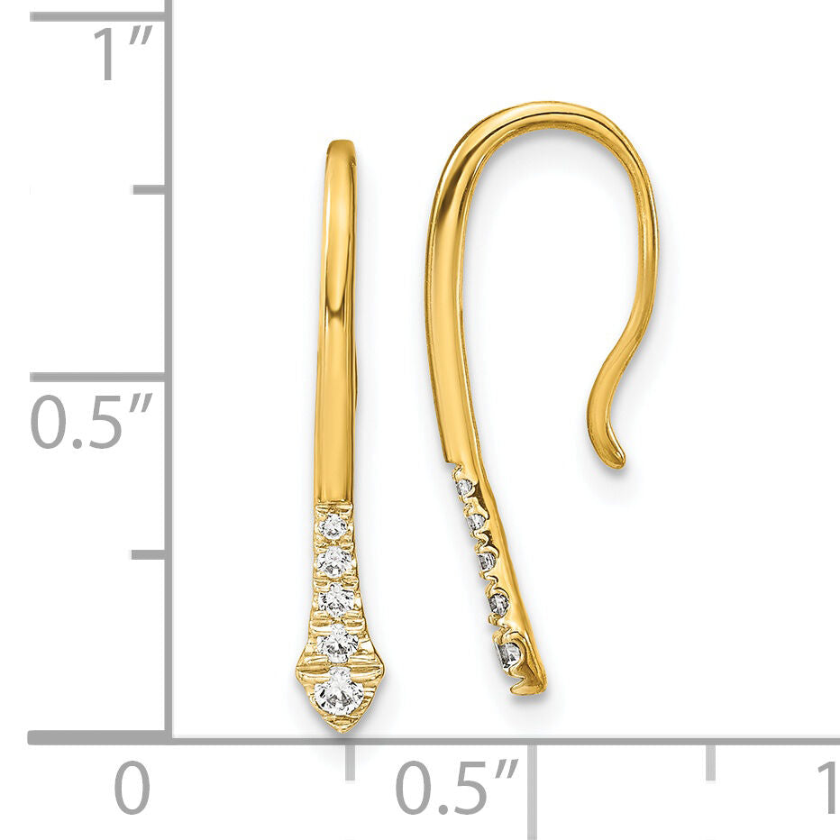 14k Polished Diamond Drop Wire Earrings-EM8382-012-YA