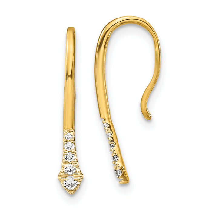 14k Polished Diamond Drop Wire Earrings-EM8382-012-YA