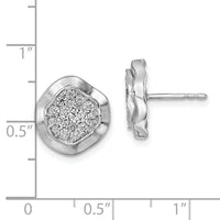 14k White Gold Polished Wavy Circle Diamond Post Earrings-EM8462-062-WA