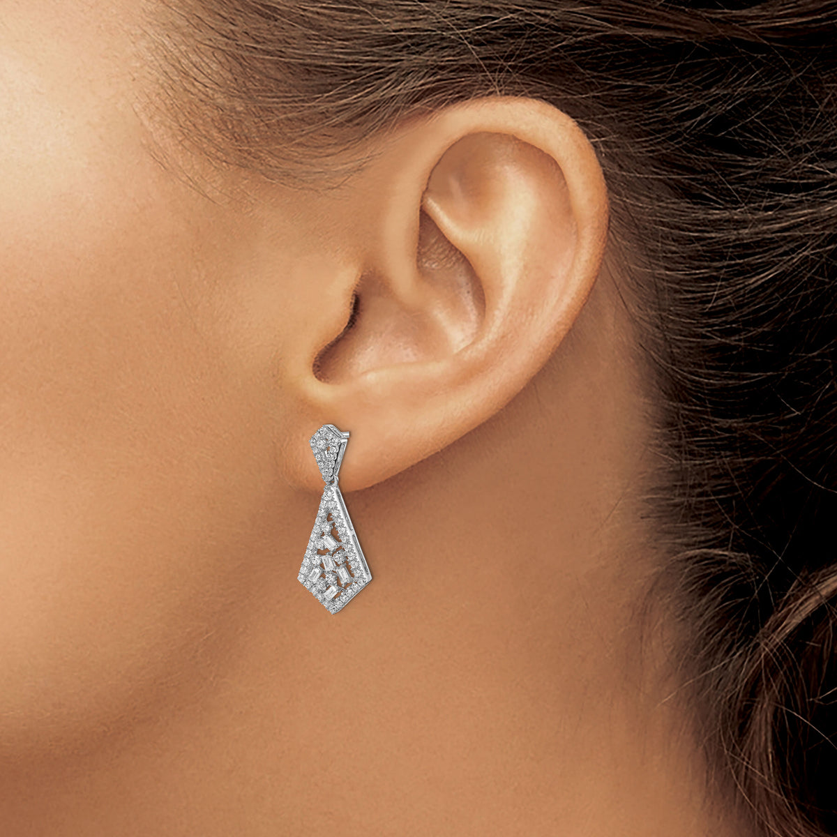 14k White Gold Polished Fancy Dangle Diamond Post Earring-EM8464-075-WA