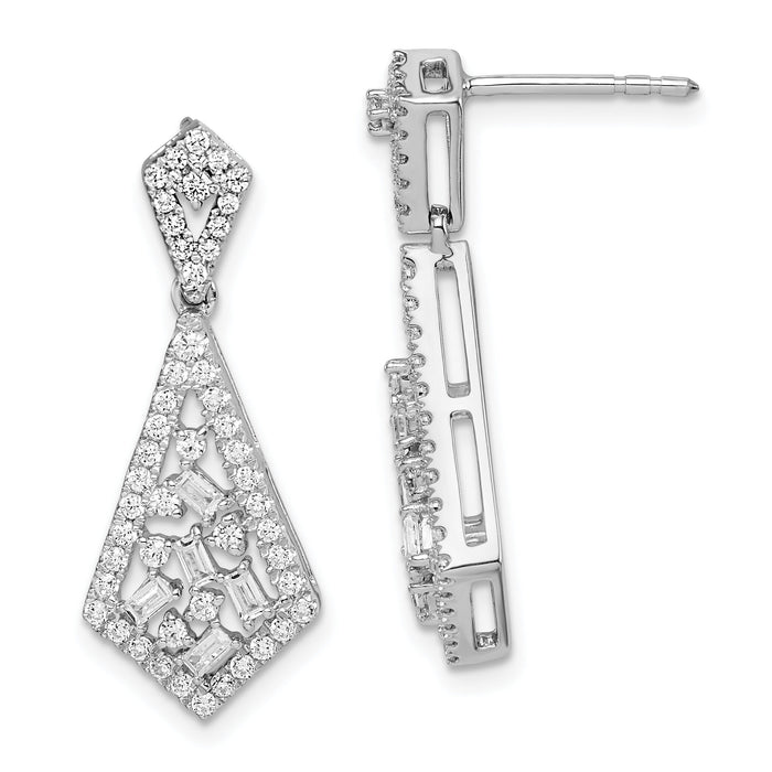 14k White Gold Polished Fancy Dangle Diamond Post Earring-EM8464-075-WA